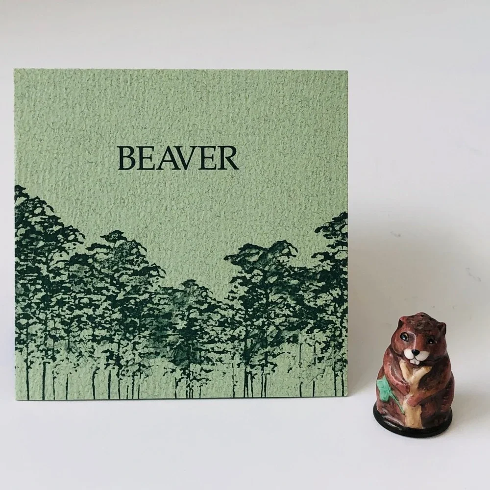 Franklin Mint Porcelain Beaver Thimble Friends of the the Forest Series Vtg 80s‎